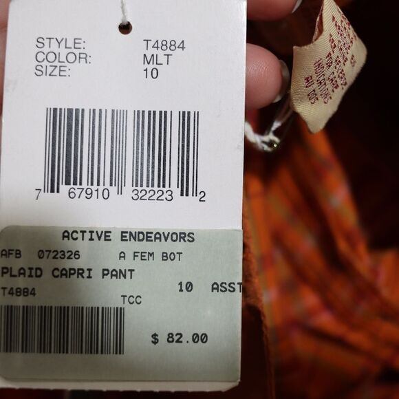 Telluride Women’s Bright Orange Plaid Capri Pants Size 10 NWT Y2K Streetwear - Picture 11 of 13